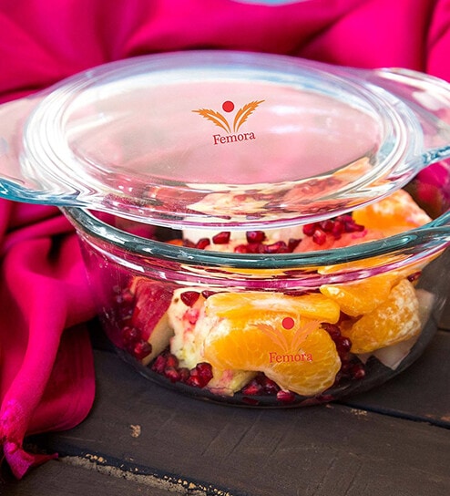 Premium Borosilicate Glass Casserole with Lid by Femora