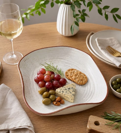 White Ceramic Square Wave Platter