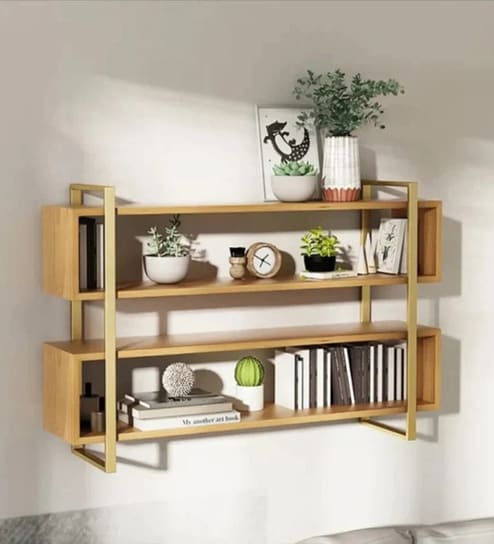 Premium Decorative Joint Designer Bookshelf In Oak Finish