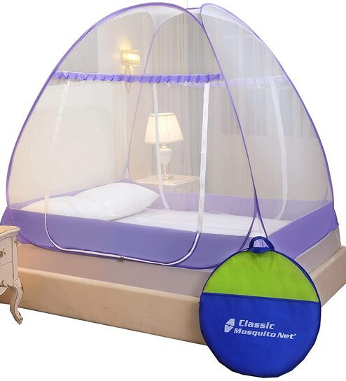 Premium Double Bed King Polyester Mosquito Net In Purple