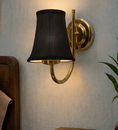 Premium Gold Wall Light with Black Cotton Shade  Decor