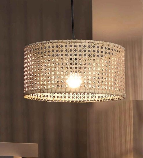 Premium Handmade Rattan Cane Pendant Hanging Light (Beige)