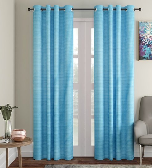 Buy Premium High End Faux Raw Silk Blue Lining Curtain Lining Long