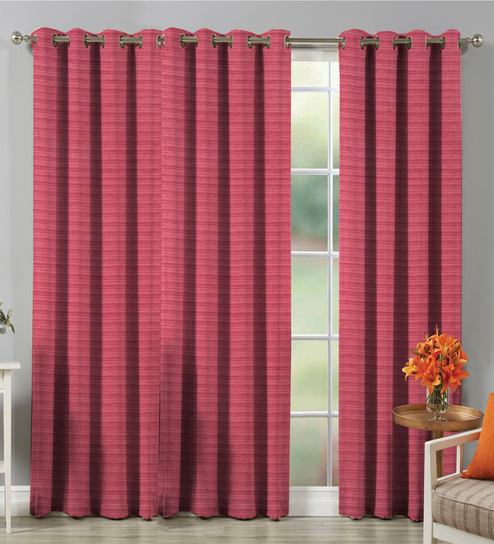 Buy Premium High End Faux Raw Silk Pink Lining Curtain Door