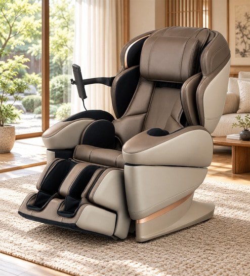 Premium Leather Massage Chair Smoke In Beige Colour