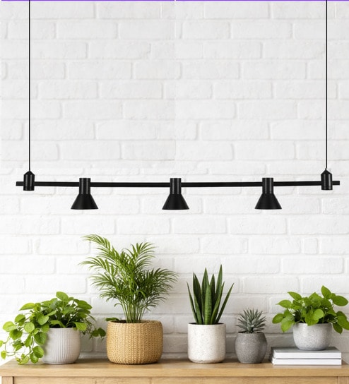 Premium Linear Black Conical Pendant Light   30W | Adjustable Hanging | 4ft Length