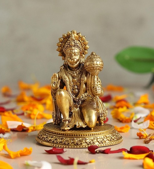 Golden Premium Pure Brass Hanuman Ji Murti