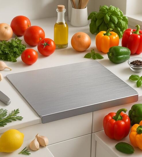 Premium Stainless Steel Vegetable Cutting Board   Heavy Duty Vegetable Chopping Board for Kitchen, Board for Fruits, Meat, and More