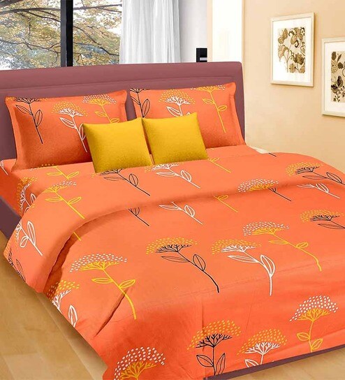 Buy Cortina Coral Caress Double Bed Sheet Online - Nature ...