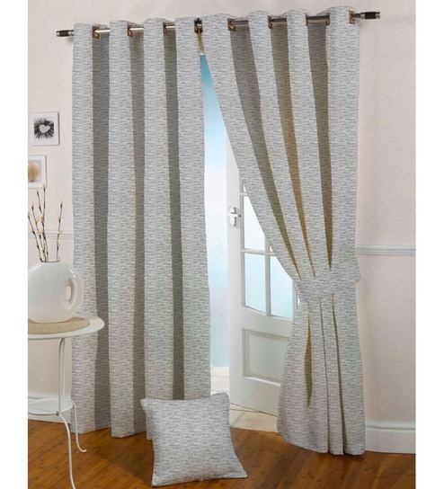 Buy Solid Polyester 9 Feet Long Door Curtain Set Of 2 By Presto