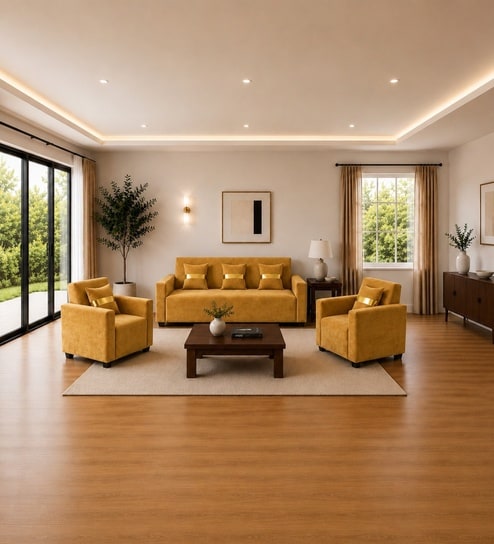 Prima (3+1+1) Sofa Set Sofa In Mustard Color