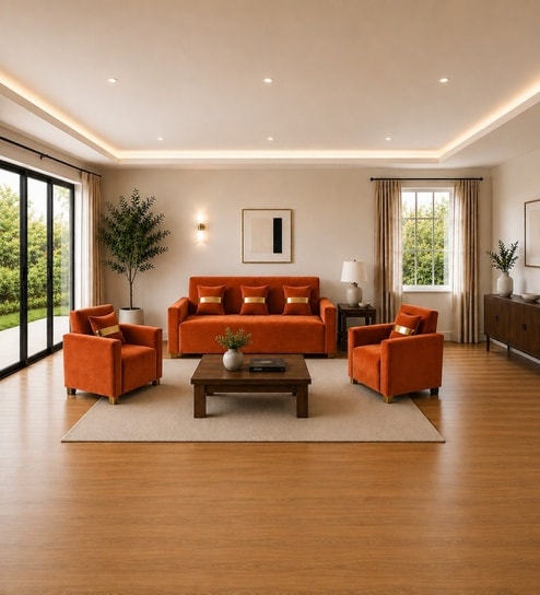 Prima (3+1+1) Sofa Set Sofa In Orange Color