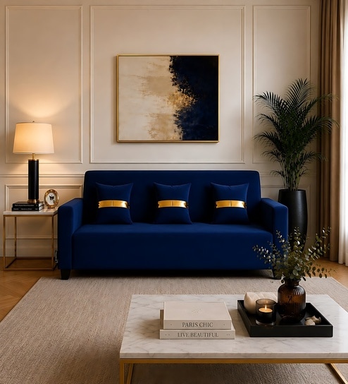 Prima 3 Seater Sofa In Blue Color