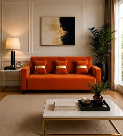 Prima 3 Seater Sofa In Orange Color