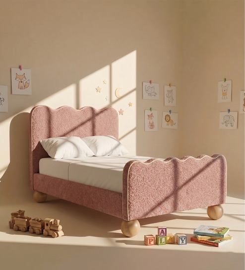 Princess Glow Kids Twin Bed In Pink Colour
