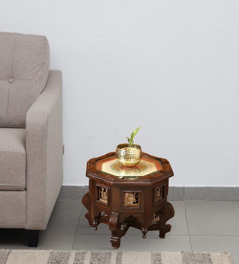 Princess Solid Wood End Table in Walnut Colour