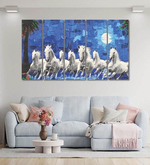Knight Multicolour Canvas Framed Wildlife Art Panel Set of 5