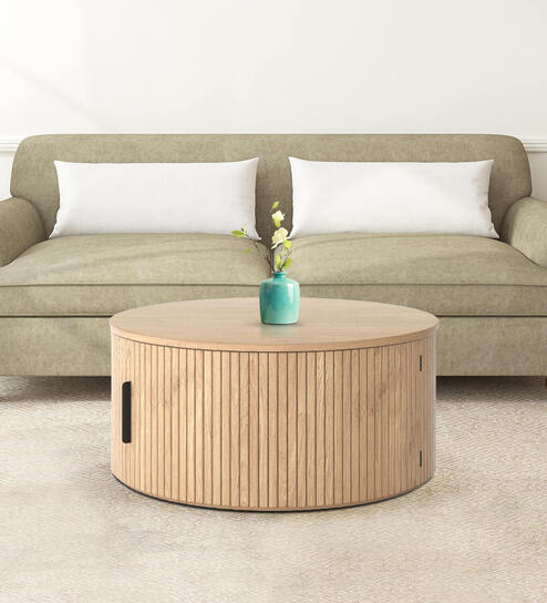Swat Coffee Table With Storage In Natural Wood Finish