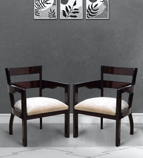 Projakto Arm Chair (Set of 2) in Brown Colour