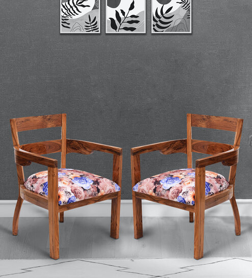 Projakto Arm Chair (Set of 2) in Brown Colour
