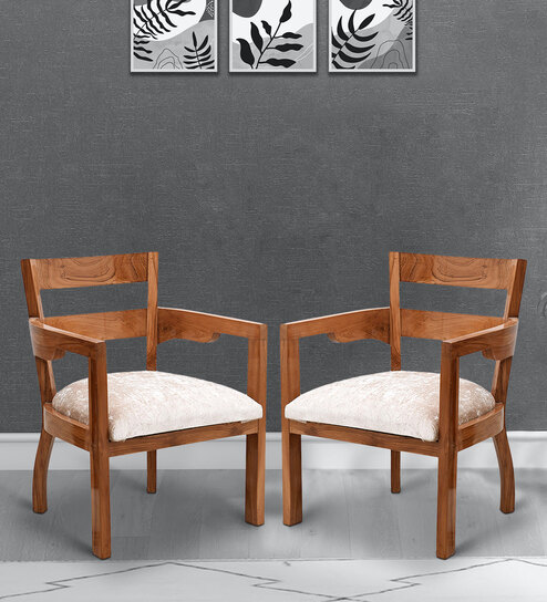 Projakto Arm Chair (Set of 2) in Teak Colour