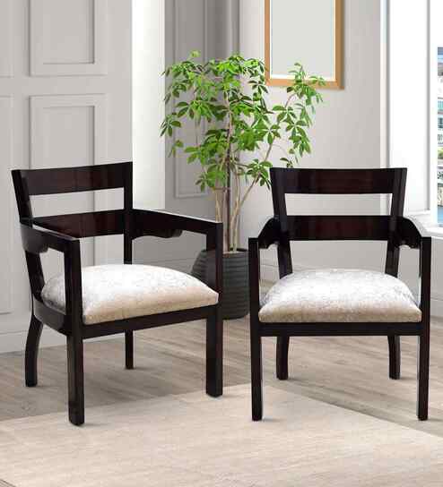 Projakto Teak Wood Living Room Chair In Brown Finish