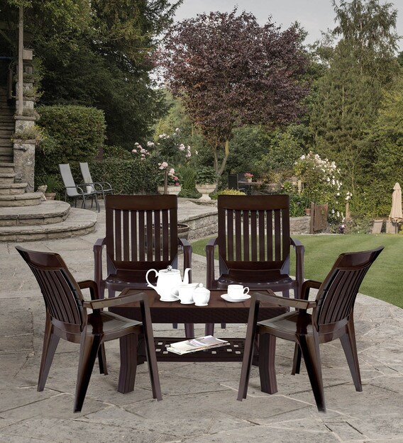 Buy Premium Patio Table Set In Brown Colour By Italica Online Patio Tables Sets Tables Furniture Pepperfry Product