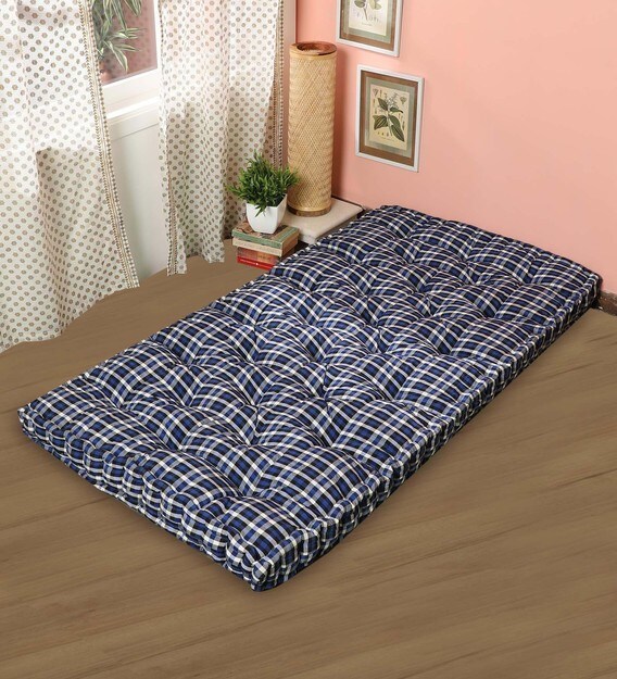 Buy Premium Quality Cotton Single Blue 72x36 4\ Thick Mattress by Ira Mattress Online Single