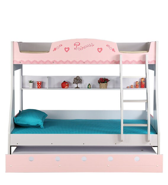 Buy Princess Bunk Bed In Pink White Finish By Hometown Online Trundle Bunk Beds Bunk Beds Kids Furniture Pepperfry Product Princess Bunk Beds For Sale