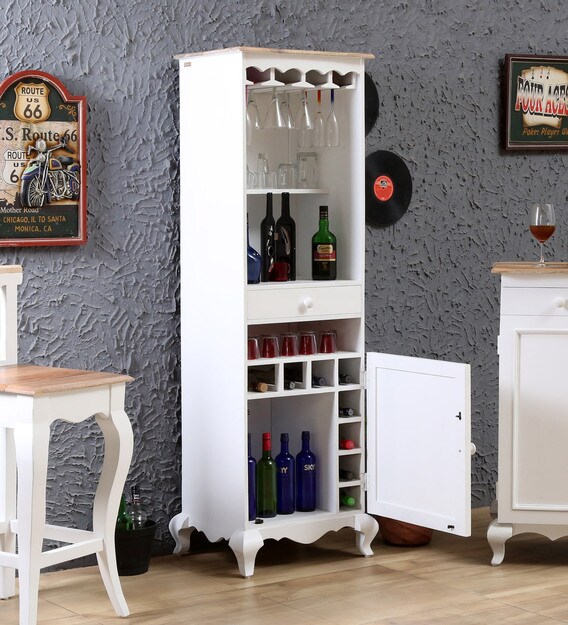 Buy Provencal Solid Wood Tall Bar in White Finish Amberville