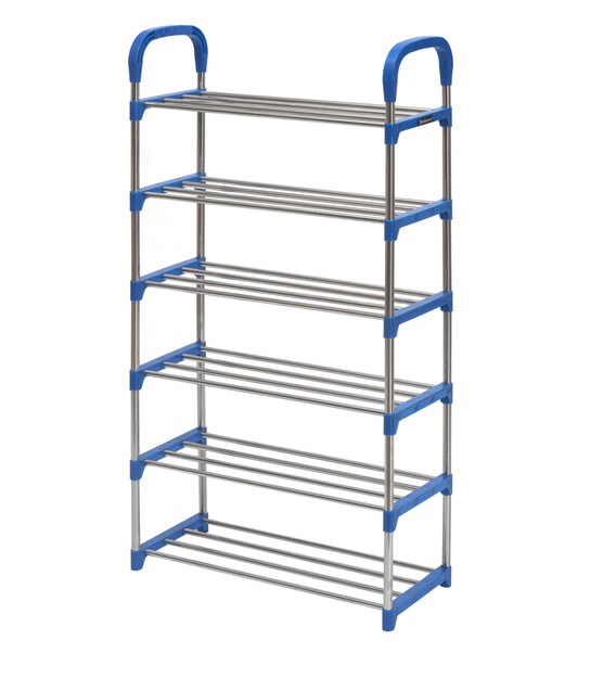 Buy Proxima Six Layer Iron Shoe Rack in Blue Colour By Nilkamal Online Open Shoe Racks Shoe