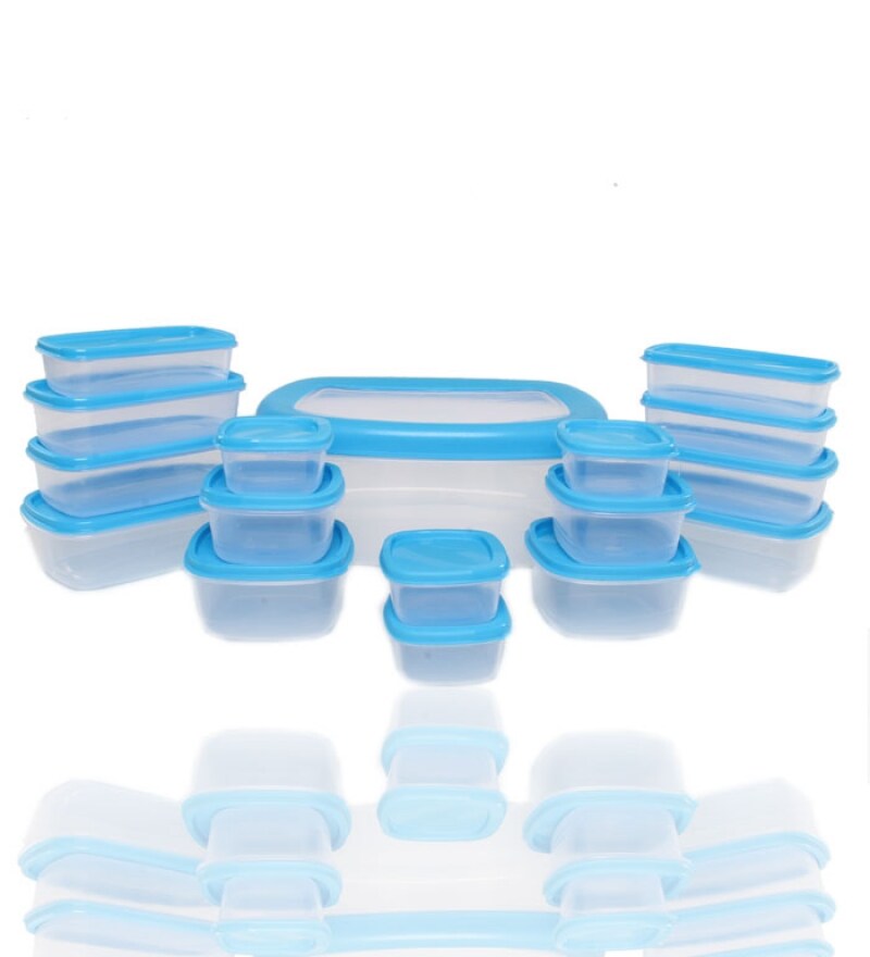 Buy Princeware Store Fresh 17 Pieces Plastic Container Set Blue