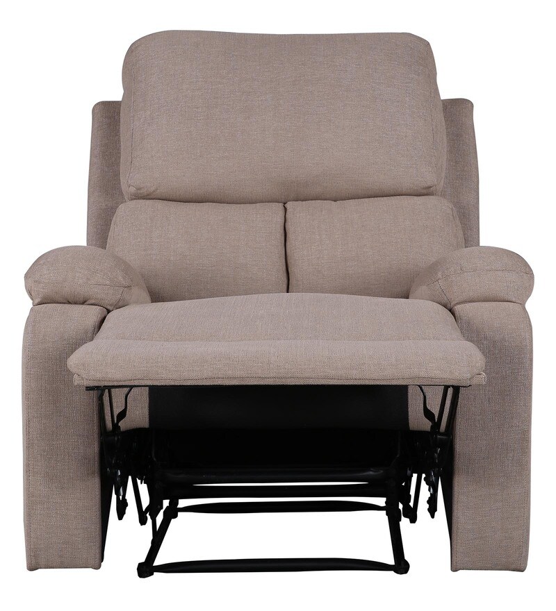 premier fabric manual recliner in brown colour by hometown