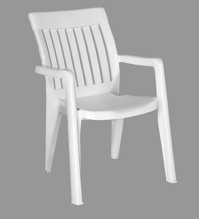 Buy Premium Plastic Chair in White Colour By Italica Online Armed