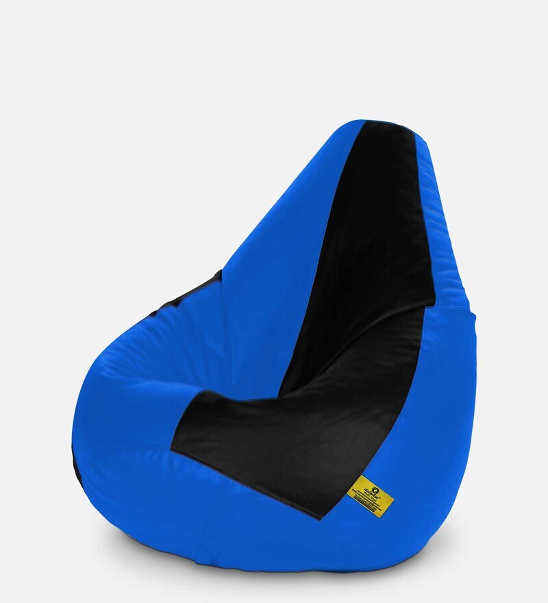 Buy Premium XXXL Size Bean Bag with Beans in Black & Orange Colour by