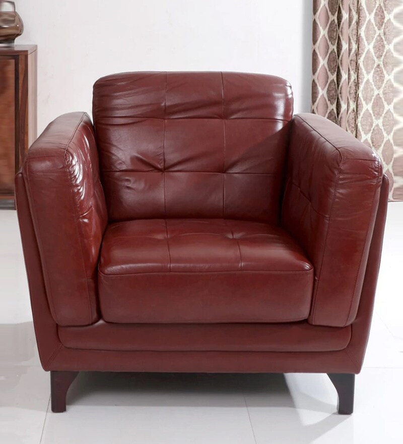 Buy Pretoria One Seater Sofa in Brown Leather by Evok Online 1 Seater