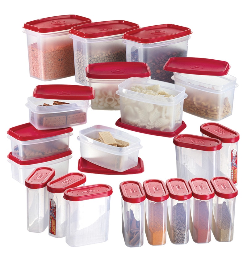 Buy Prime Houseware Airtight Containers Set Of 20 - Red Online ...