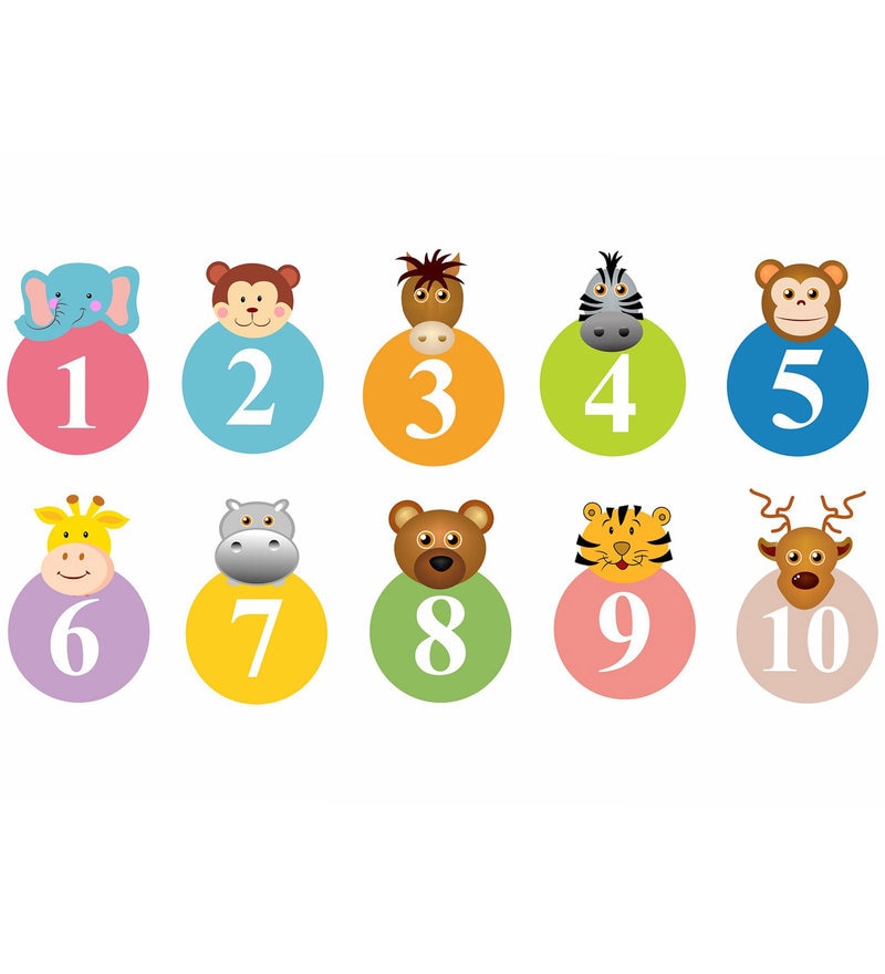 buy pvc wall stickers cute animals with numbers by print