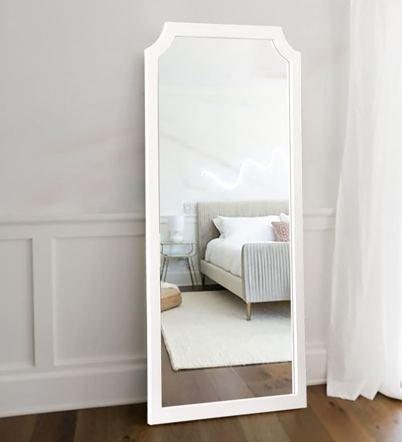 Buy Solid Wood Full Length Mirror In White Color By Amberville