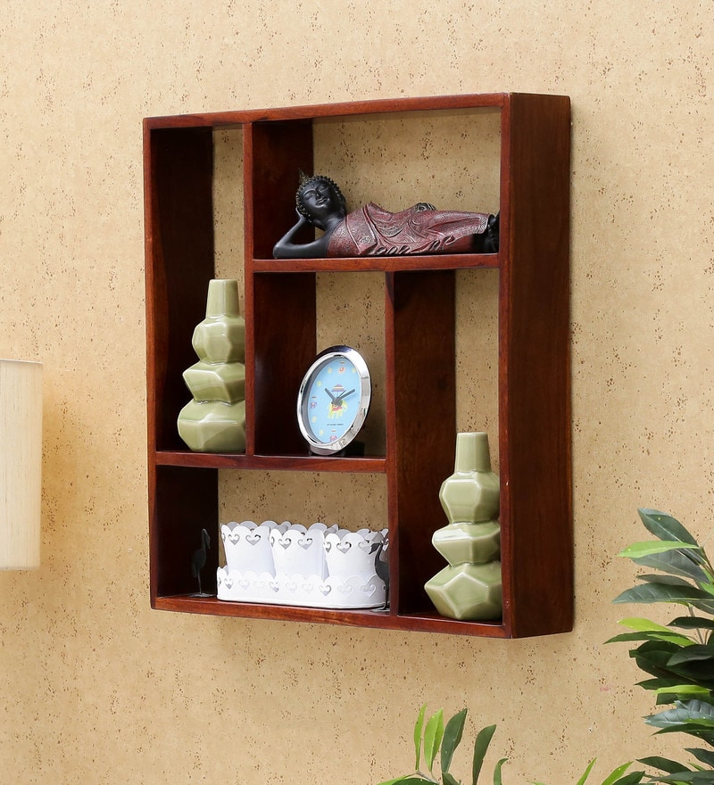 Buy Sheesham Wood Wall Shelf In Provincial Teak Finish By My Furniture Online Traditional Wall