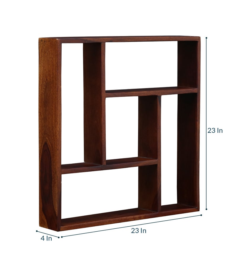 Buy Sheesham Wood Wall Shelf in Provincial Teak Finish by My Furniture ...