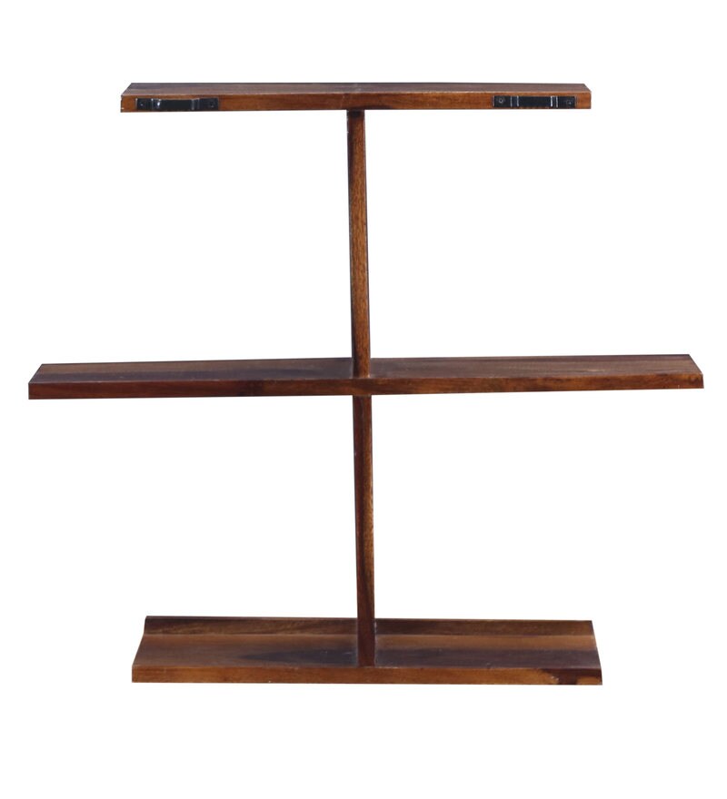 Buy Provincial Sheesham Wood Floating Wall Shelves in Brown Colour