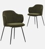 Pragnya Velvet Fabric Dining Chair In Green Colour