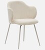 Pragnya Velvet Fabric Dining Chair In Off White Colour