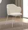 Pragnya Velvet Fabric Dining Chair In Off White Colour