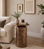 Praha Mango Wood End Table In Walnut Finish