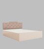 Prajna  Queen Size Upholstered Bed In Beige Colour & White Colour With Box Storage