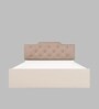 Prajna  Queen Size Upholstered Bed In Beige Colour & White Colour With Box Storage