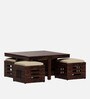 Praline Sheesham Wood Coffee Table Set In Natural Teak Colour