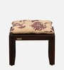 Prebuz Sheesham Wood Foot Stool In Scratch Resistant Walnut Finish With Floral Print